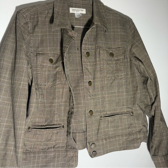 Jones New York Sport Petite Women’s Beige & Black Plaid Jacket SZ PL - Picture 7 of 10